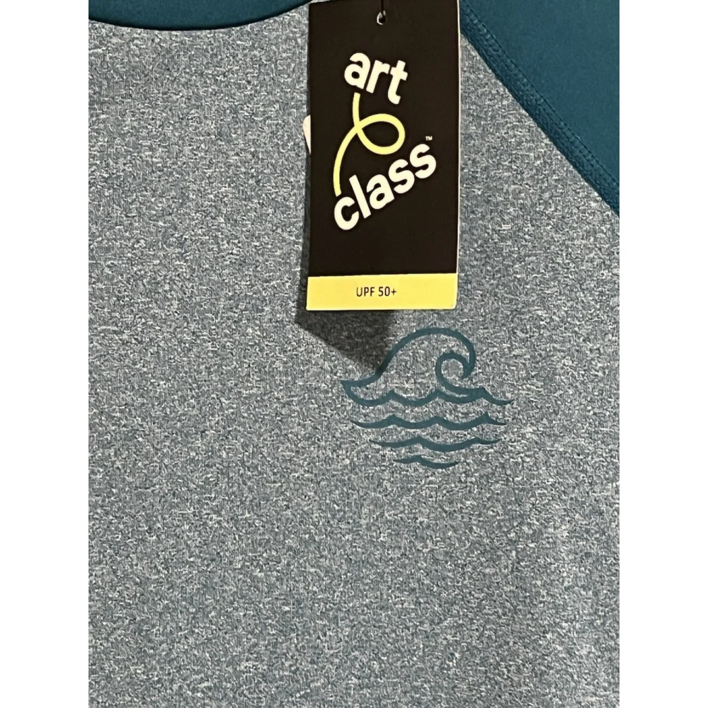 Art Class Boys Swim Shirt Teal Long Sleeve Size M 8 Plus